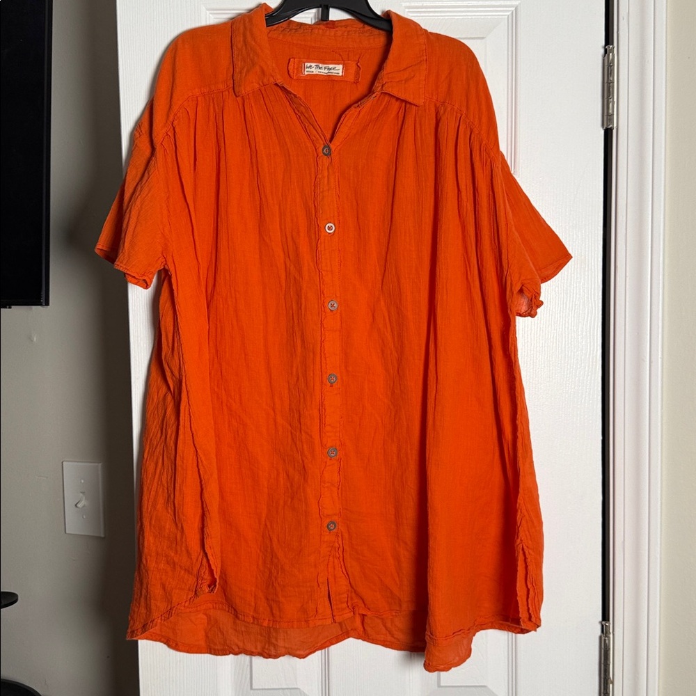 We The Free Vibrant Orange button up  Shirt